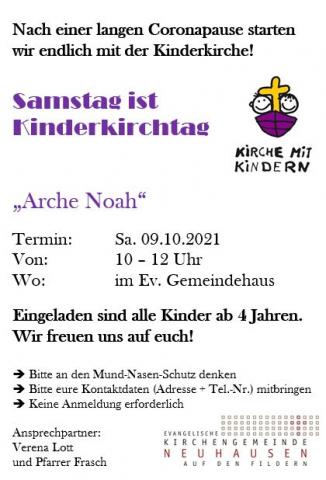 Kinderkirche Plakat 09.10.2021