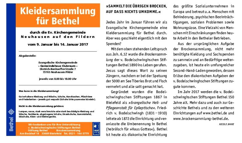 Kleidersammlung Bethel